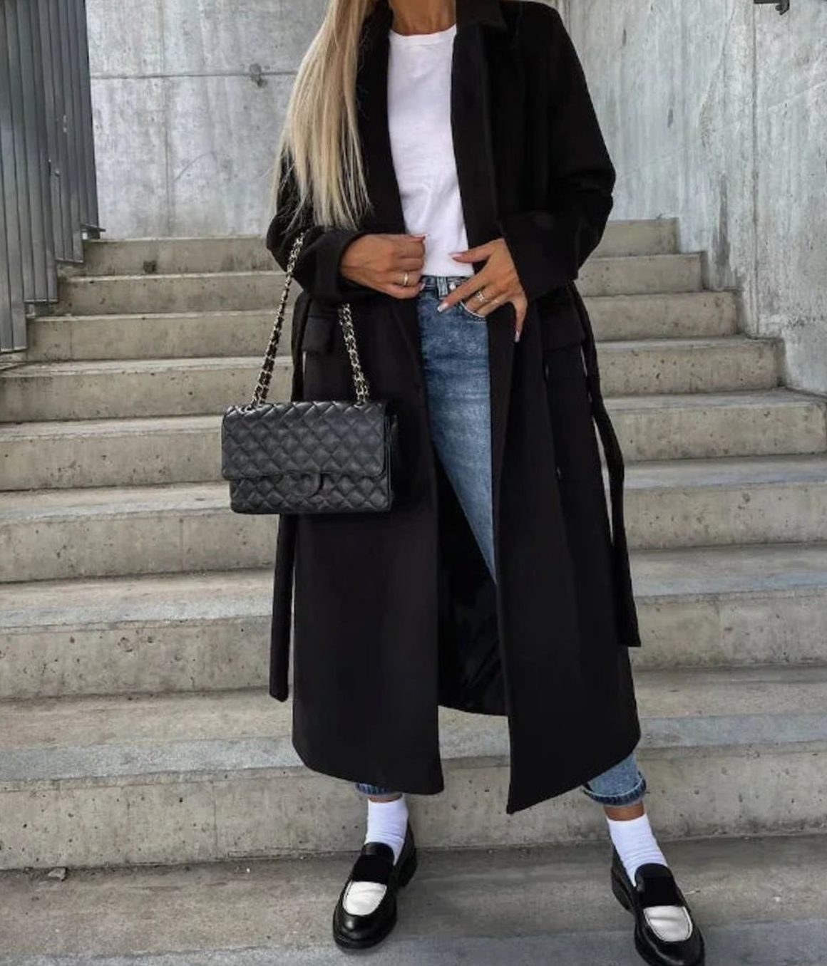Double Breasted Longline Wool-Feel Coat – Belted Women's Coat