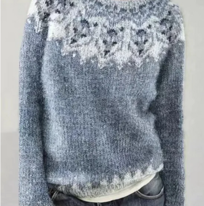 Colorwork Yoke Knit Pullover – Women's Relaxed Fit Sweater