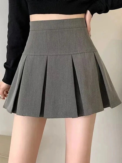 Vintage Gray Pleated Skirt | Women's High Waist Mini Skirt 0