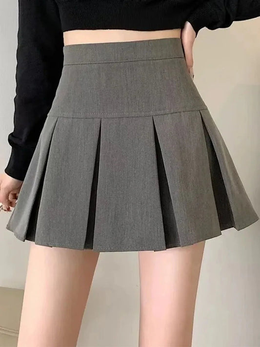 Vintage Gray Pleated Skirt | Women's High Waist Mini Skirt 0