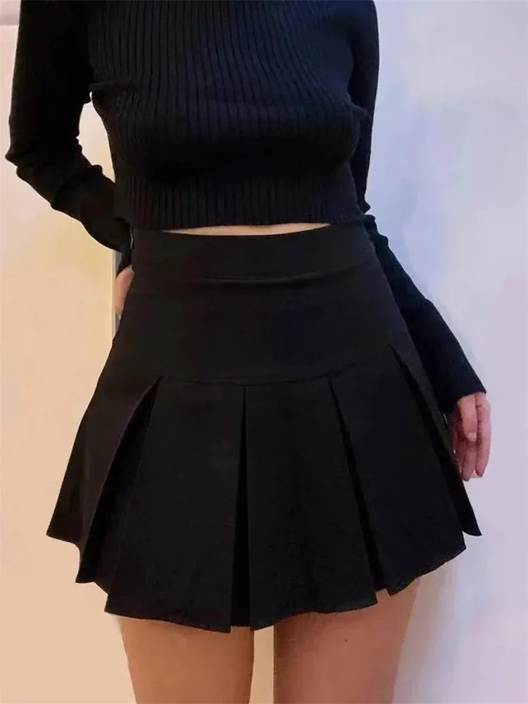 Vintage Gray Pleated Skirt | Women's High Waist Mini Skirt 2