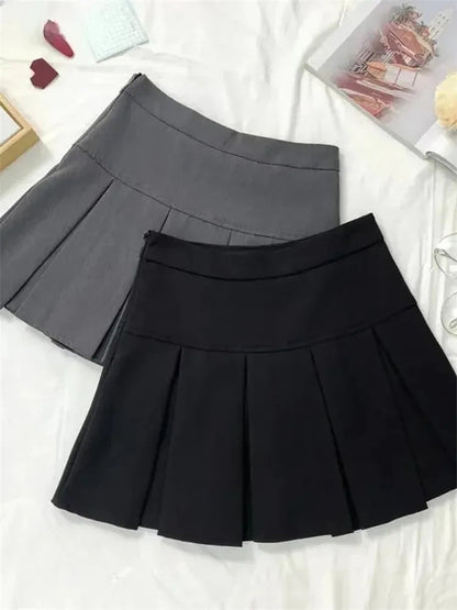 Vintage Gray Pleated Skirt | Women's High Waist Mini Skirt 4