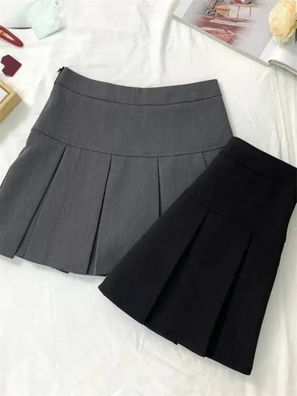 Vintage Gray Pleated Skirt | Women's High Waist Mini Skirt 5