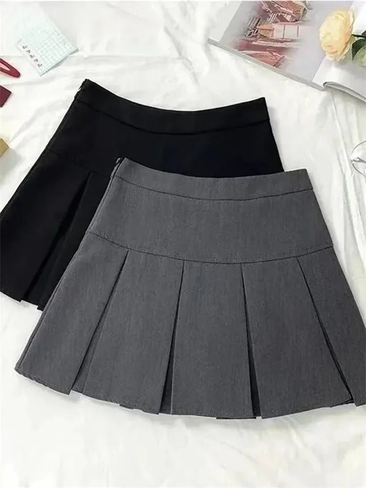 Vintage Gray Pleated Skirt | Women's High Waist Mini Skirt 6