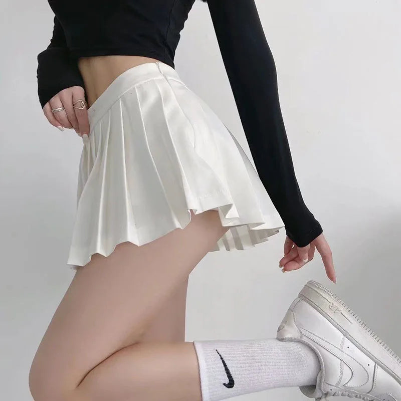 Vintage High Waist Pleated Skirt White | Women's Summer Skirt 2