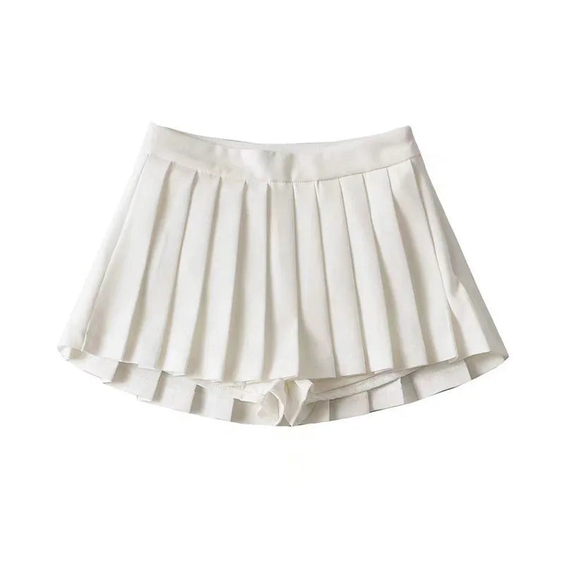 Vintage High Waist Pleated Skirt White | Women's Summer Skirt 5