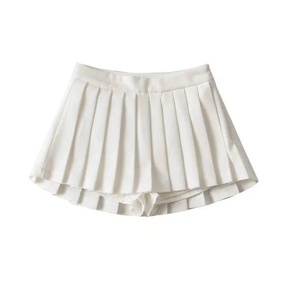 Vintage High Waist Pleated Skirt White | Women's Summer Skirt 5