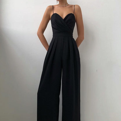 Wide Leg Jumpsuit – Pleated Sweetheart Spaghetti Strap Formal