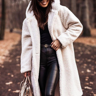 Long Teddy Bear Coat Women – Hooded Oversized Sherpa Coat