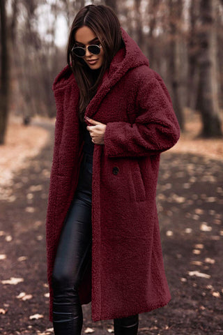 Long Teddy Bear Coat Women – Hooded Oversized Sherpa Coat