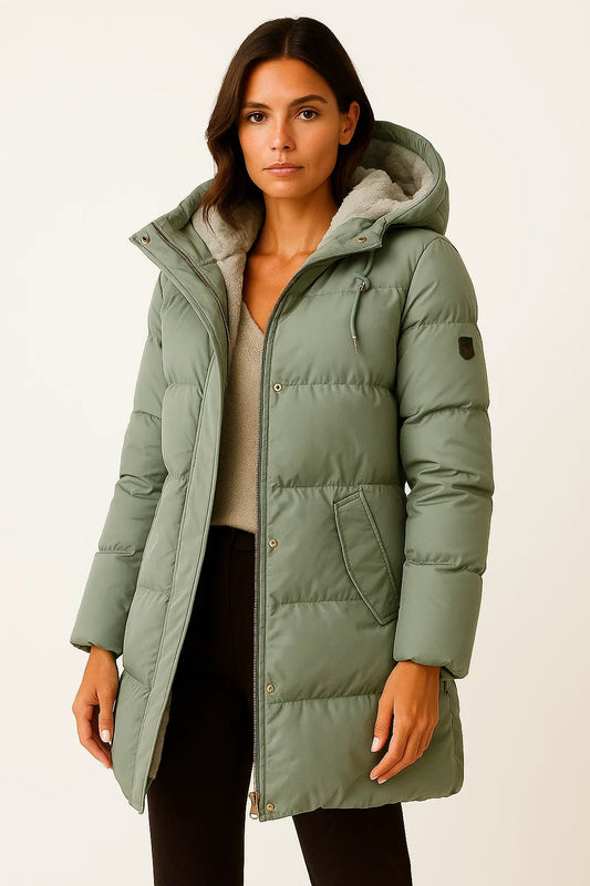 Longline Quilted Puffer Coat – Sherpa Lined Hooded Winter Coat