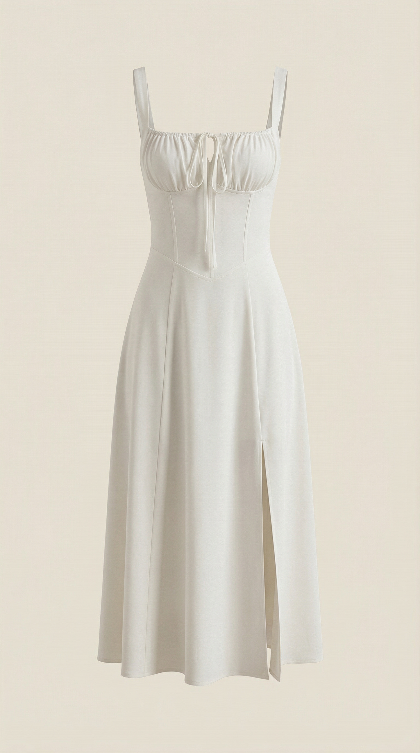 White Midi Dress | Elegant A-Line Design with Lacing 4