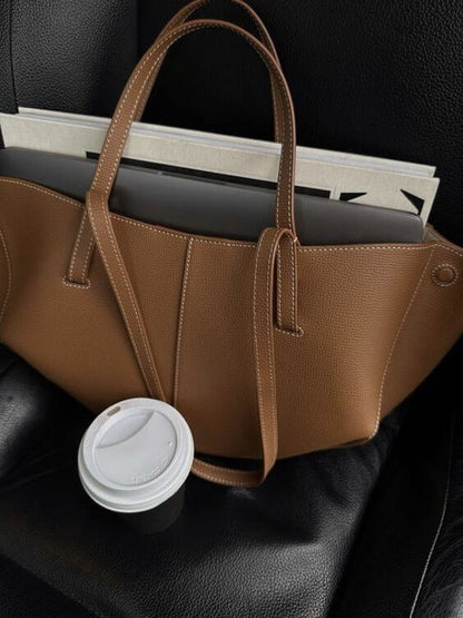Large Leather Tote Bag – Spacious Structured Shoulder Bag