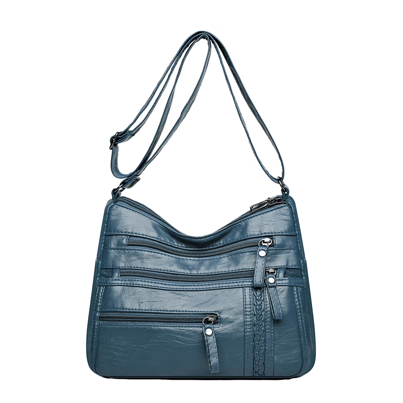 Multi-Pocket Soft Leather Crossbody Bag – Adjustable Shoulder Strap
