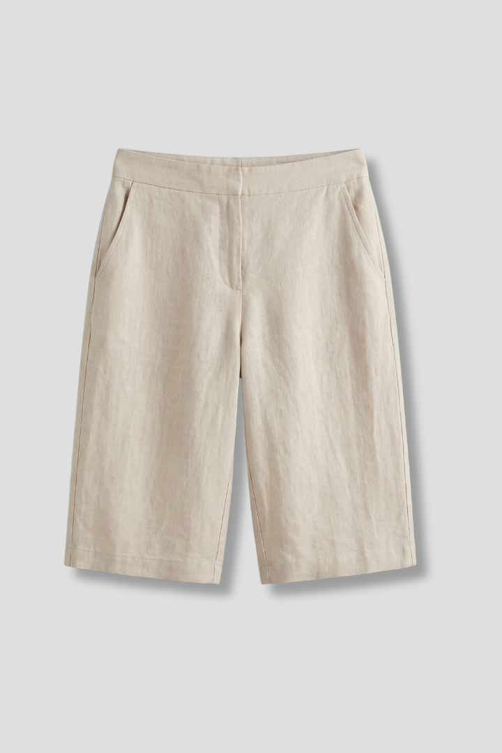 High Waist Bermuda Shorts – Wide Leg Cotton Blend Summer Shorts