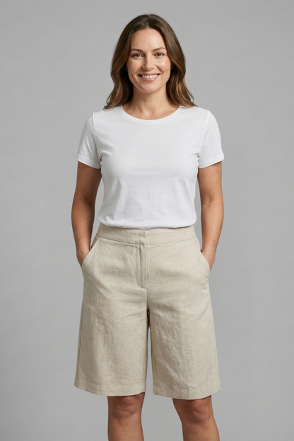 High Waist Bermuda Shorts – Wide Leg Cotton Blend Summer Shorts