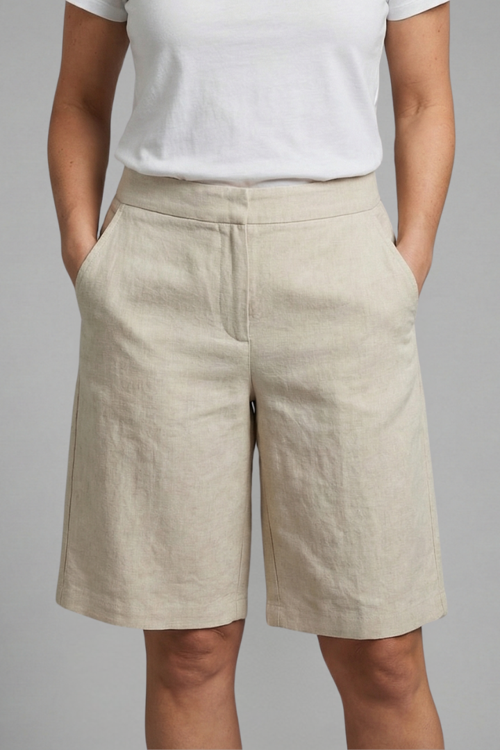 High Waist Bermuda Shorts – Wide Leg Cotton Blend Summer Shorts