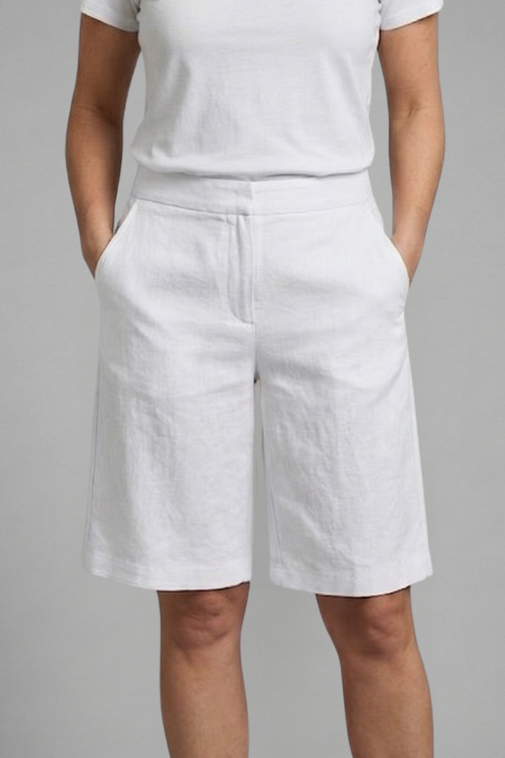High Waist Bermuda Shorts – Wide Leg Cotton Blend Summer Shorts