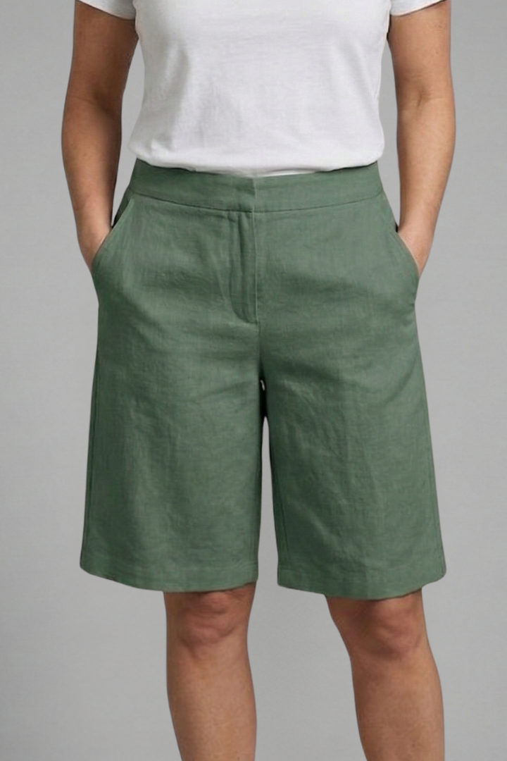 High Waist Bermuda Shorts – Wide Leg Cotton Blend Summer Shorts