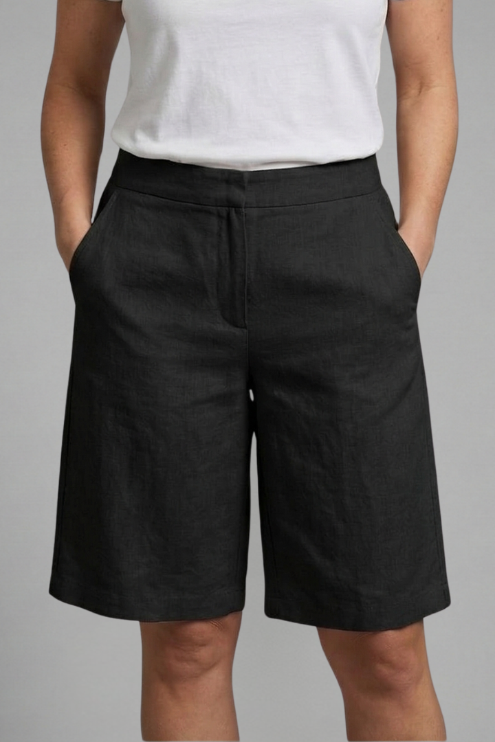 High Waist Bermuda Shorts – Wide Leg Cotton Blend Summer Shorts