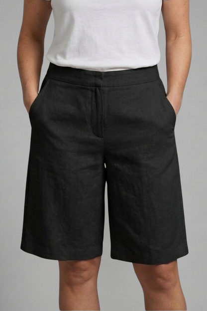 High Waist Bermuda Shorts – Wide Leg Cotton Blend Summer Shorts