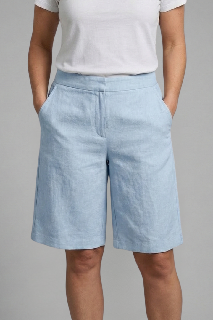 High Waist Bermuda Shorts – Wide Leg Cotton Blend Summer Shorts