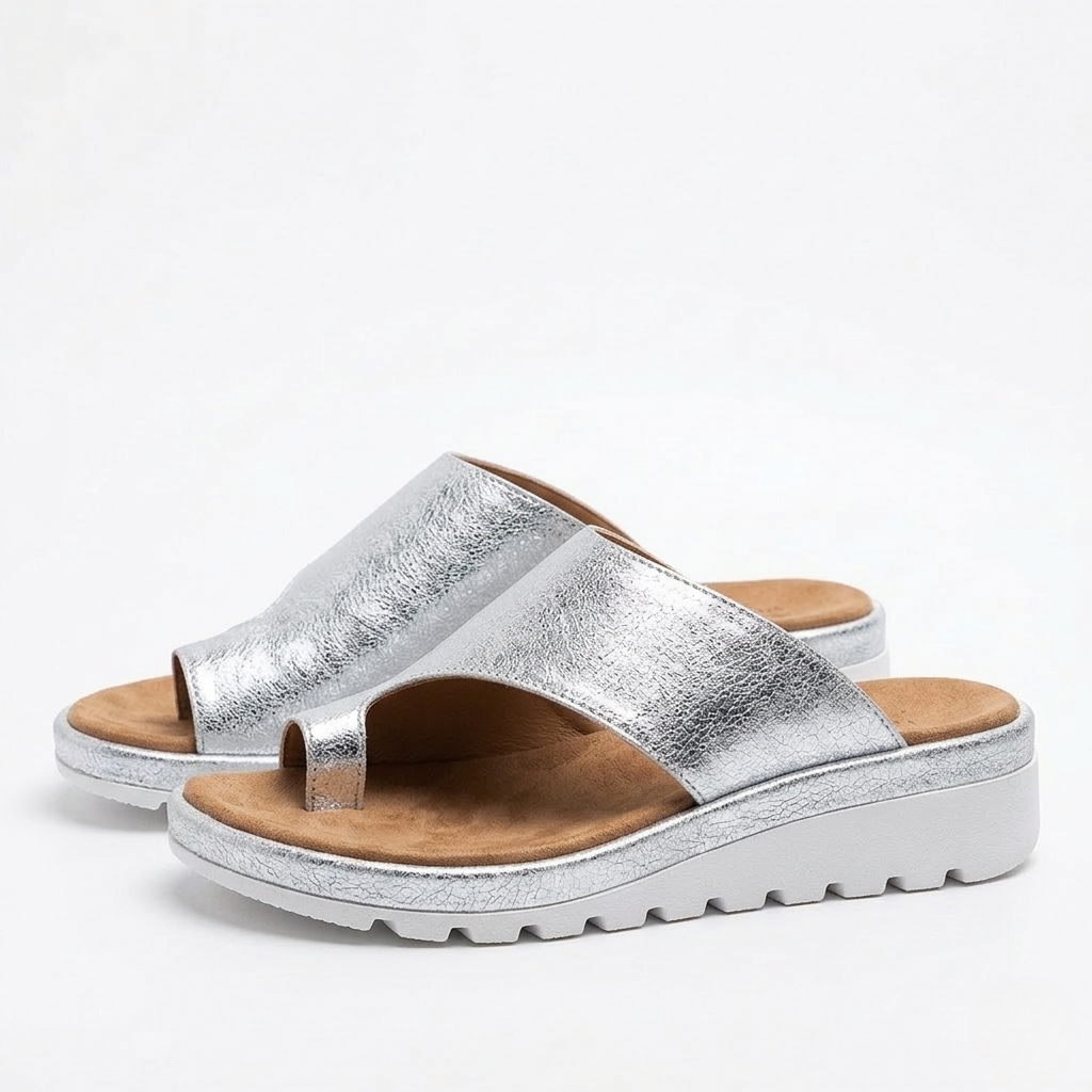 Toe Ring Wedge Slide Sandals – Wide Band Slip-On Summer Sandals