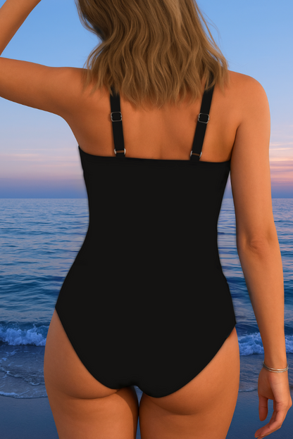 Women's One Piece Swimsuit – Wrap Front Ruched V-Neck Bathing Suit