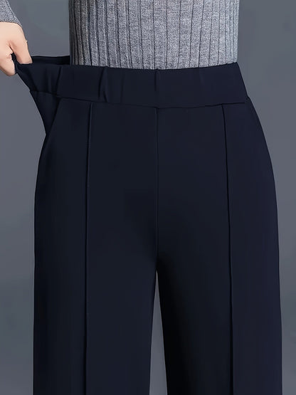 Wide-Leg Dress Pants – High-Waisted Tailored Trousers with Pockets