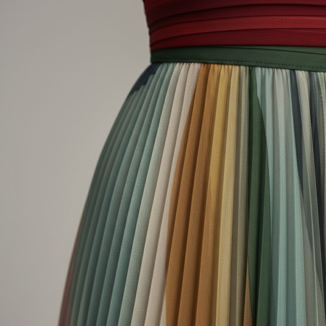 Color Block Strapless Pleated Maxi Dress – Multicolor A-Line Summer Dress