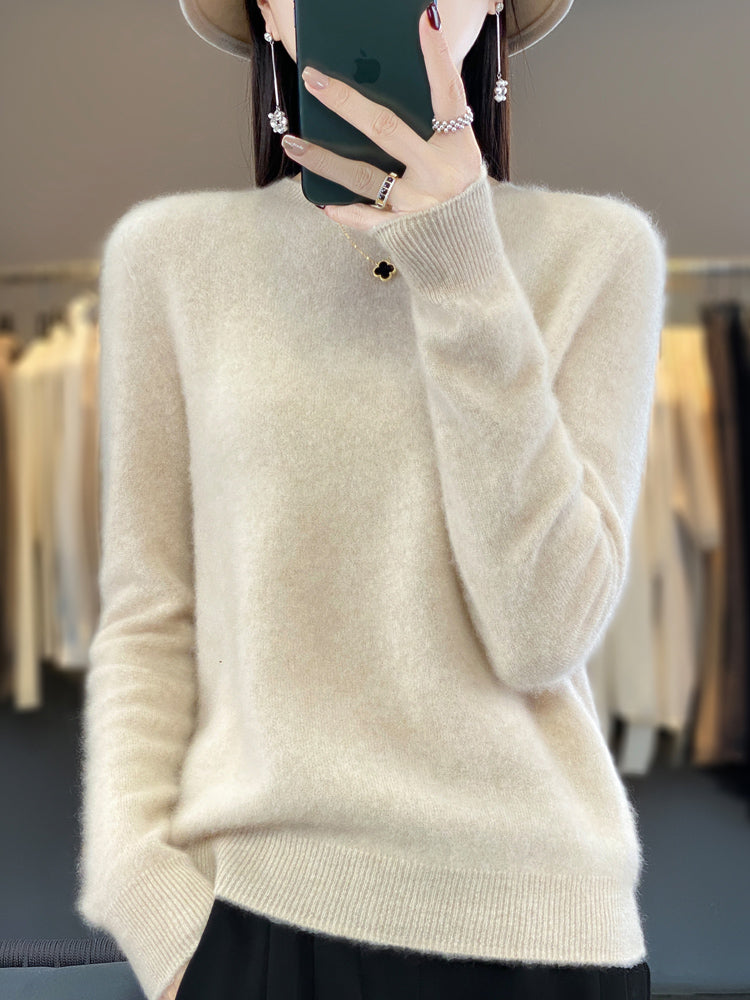 Fuzzy Knit Crew Neck Pullover Sweater – Relaxed Fit Long Sleeve
