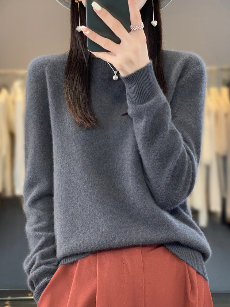 Fuzzy Knit Crew Neck Pullover Sweater – Relaxed Fit Long Sleeve