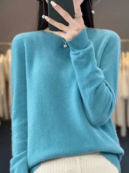 Fuzzy Knit Crew Neck Pullover Sweater – Relaxed Fit Long Sleeve