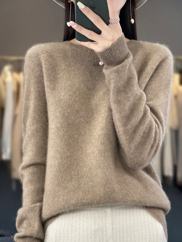 Fuzzy Knit Crew Neck Pullover Sweater – Relaxed Fit Long Sleeve
