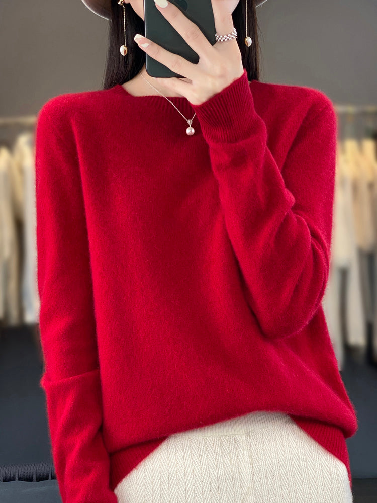 Fuzzy Knit Crew Neck Pullover Sweater – Relaxed Fit Long Sleeve