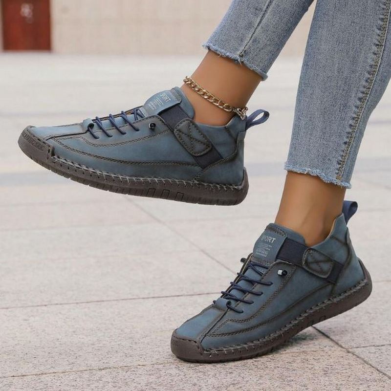 Hand-Stitched Suede Lace-Up Sneakers – Low-Top Casual Walking Shoes