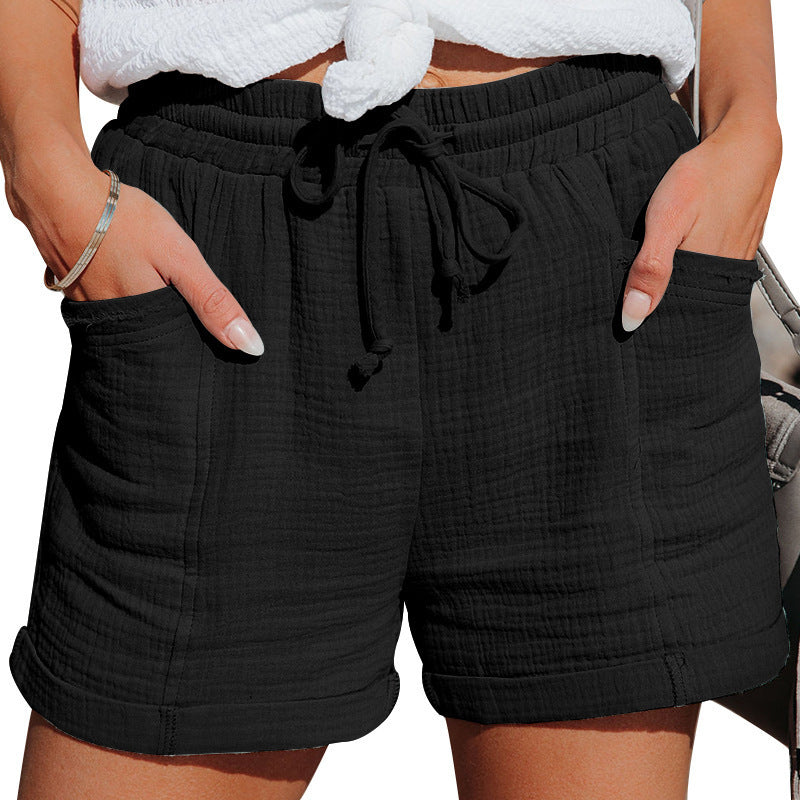 Women's Cotton Gauze Shorts – Relaxed Fit Drawstring Summer Shorts