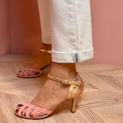 Women's Caged Strappy Heeled Sandals – Open Toe Stiletto with Ankle Strap