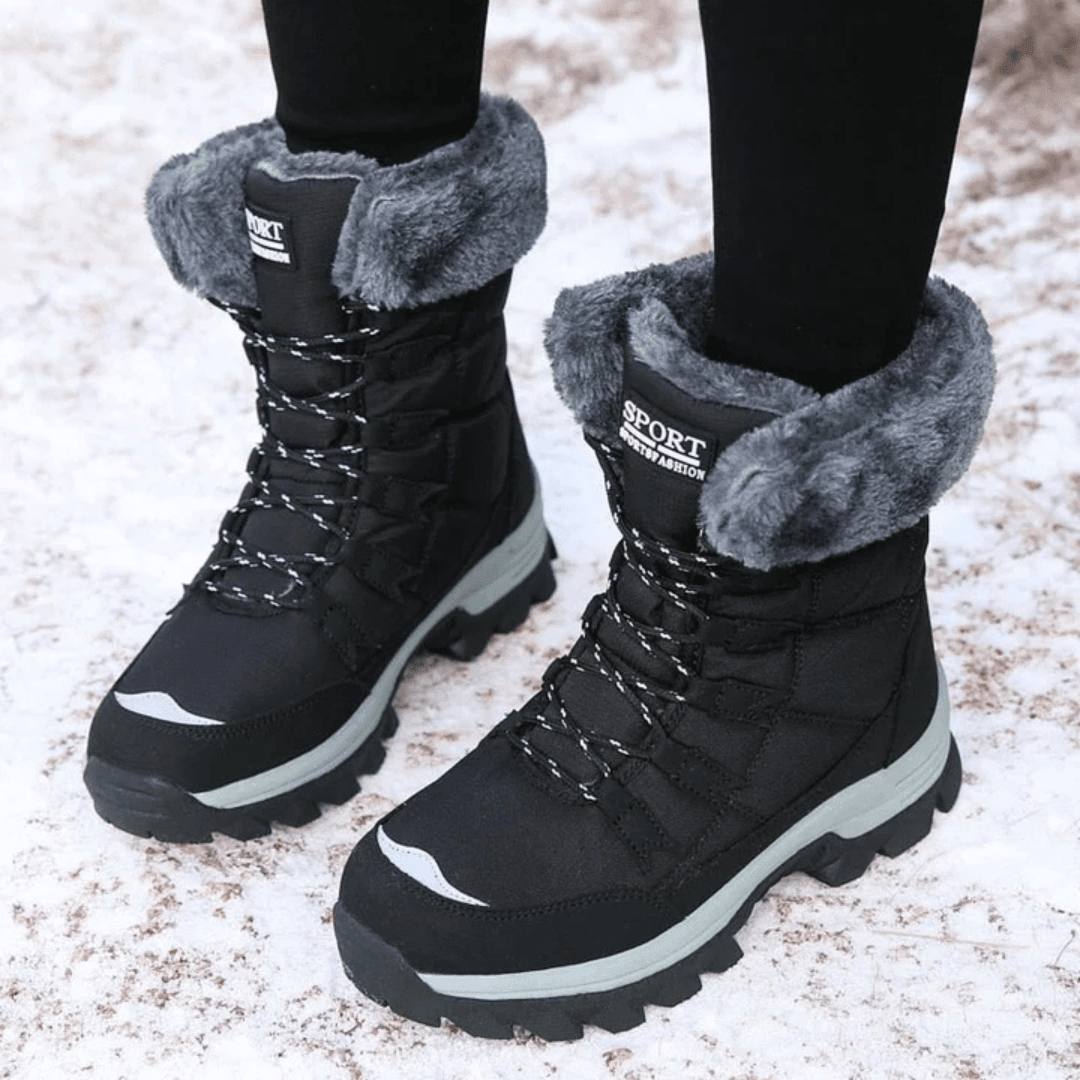 Waterproof Fur-Lined Snow Boots – Lace-Up Mid-Calf Winter Boots