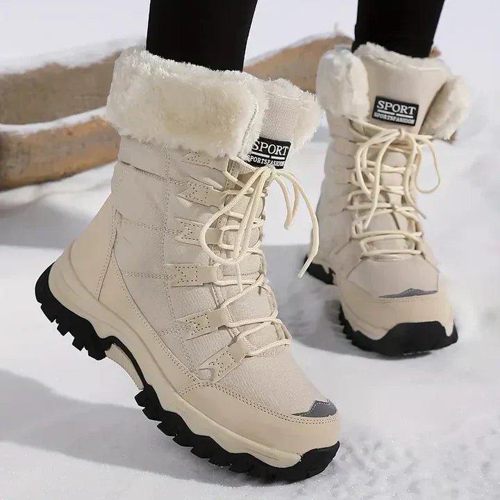 Waterproof Fur-Lined Snow Boots – Lace-Up Mid-Calf Winter Boots