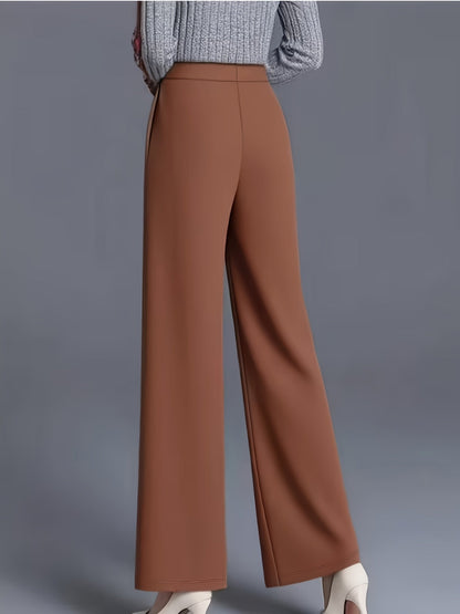 Wide-Leg Dress Pants – High-Waisted Tailored Trousers with Pockets