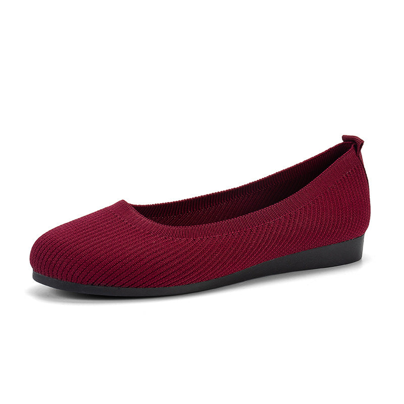 Knit Slip-On Ballet Flats – Round Toe Cushioned Everyday Flats
