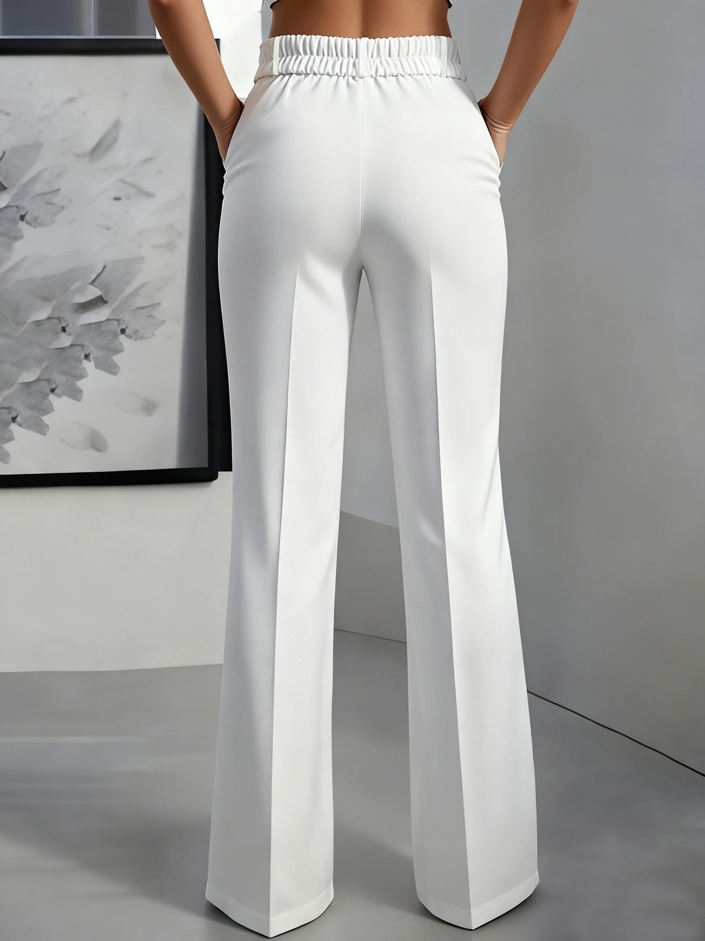 High-Waisted Wide-Leg Trousers – Tailored Creased Work Pants