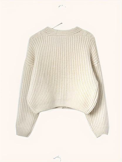 Cable Knit Chunky Cardigan – Oversized Button-Front Women's Sweater