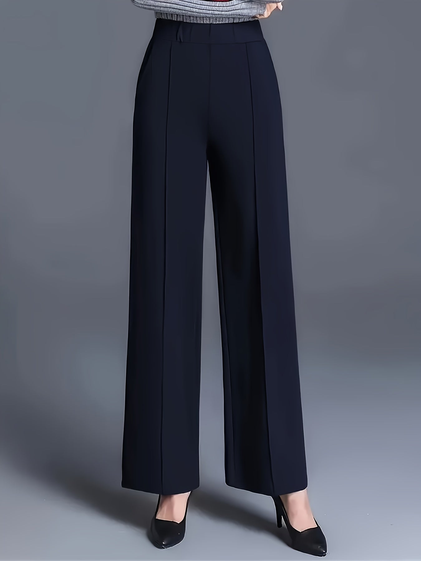 Wide-Leg Dress Pants – High-Waisted Tailored Trousers with Pockets