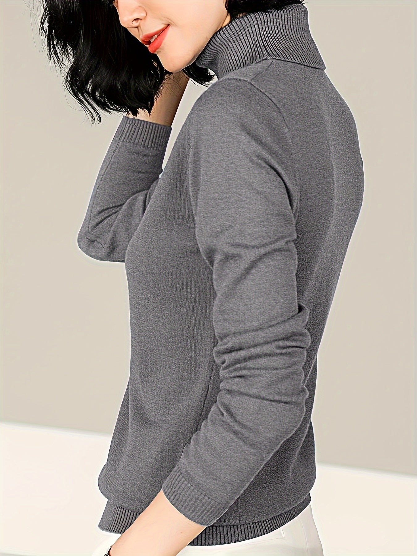Mock Neck Knit Sweater – Women's Slim Fit Long Sleeve Pullover