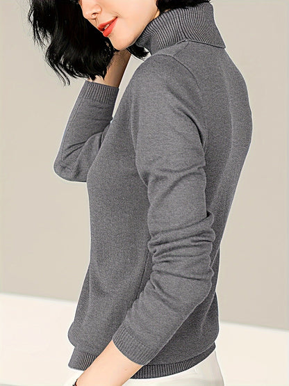 Mock Neck Knit Sweater – Women's Slim Fit Long Sleeve Pullover