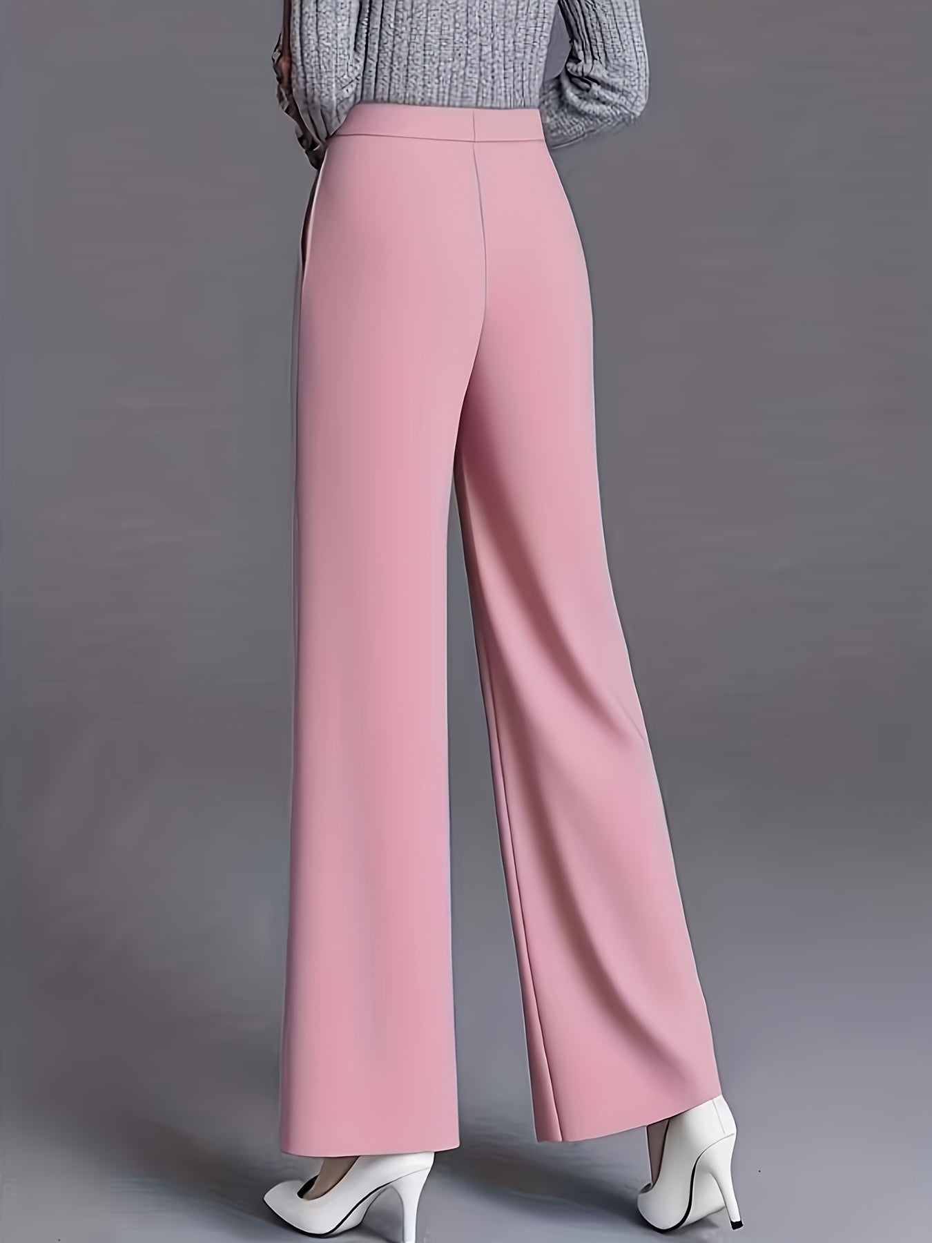 Wide-Leg Dress Pants – High-Waisted Tailored Trousers with Pockets