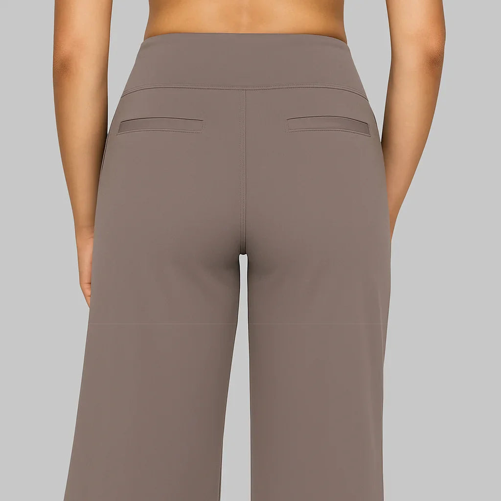 High-Waist Wide-Leg Stretch Pants – Soft Pull-On Trousers with Pockets