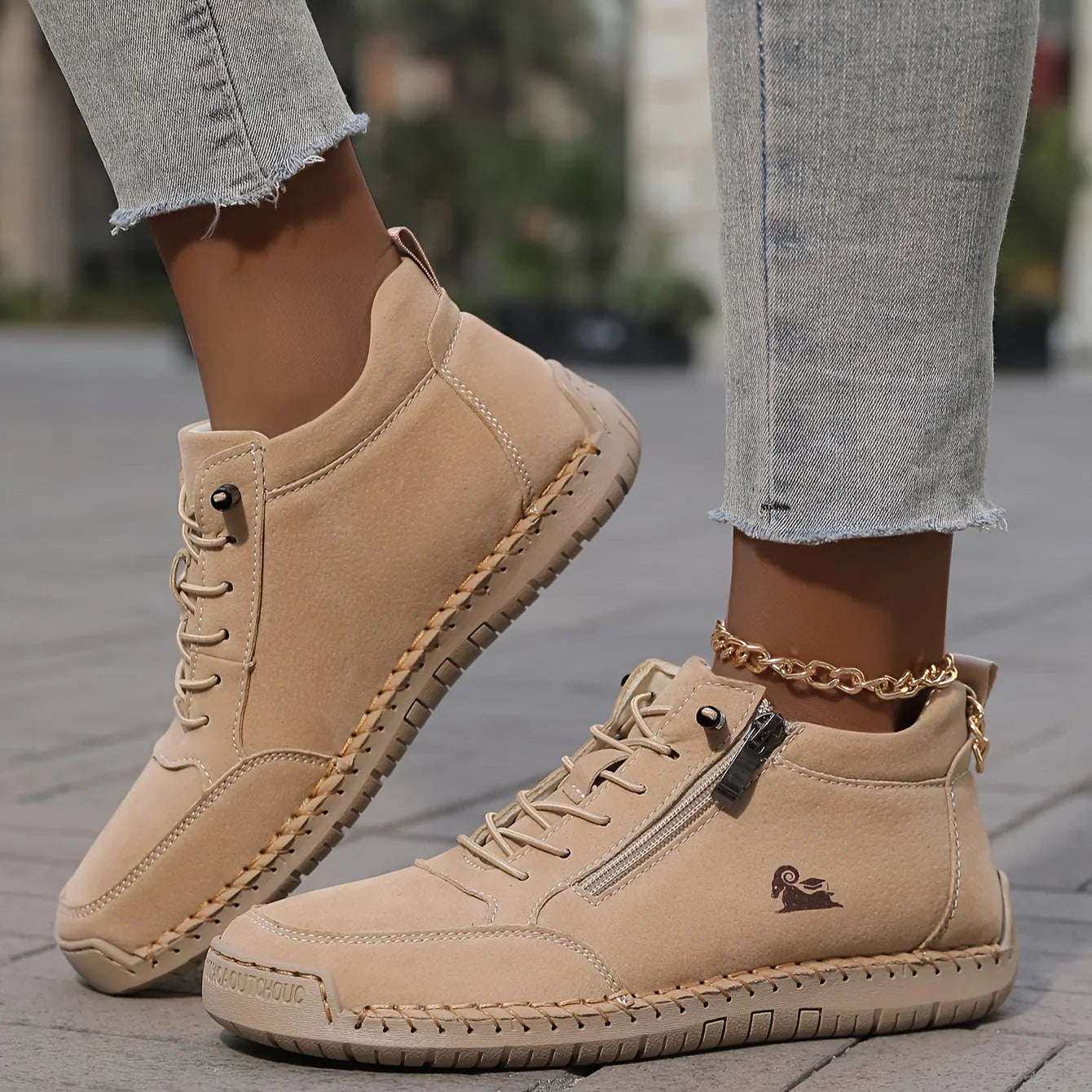 Flat Lace-Up Ankle Boots – Side Zip Casual Booties